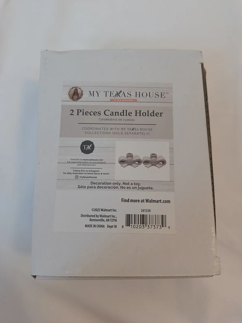 Stoneware Taper Candle Holders, White, 2 Count, by My Texas House